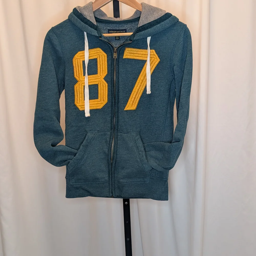 Aeropostale Teal and Yellow Zip-Up - Picture 3 of 4